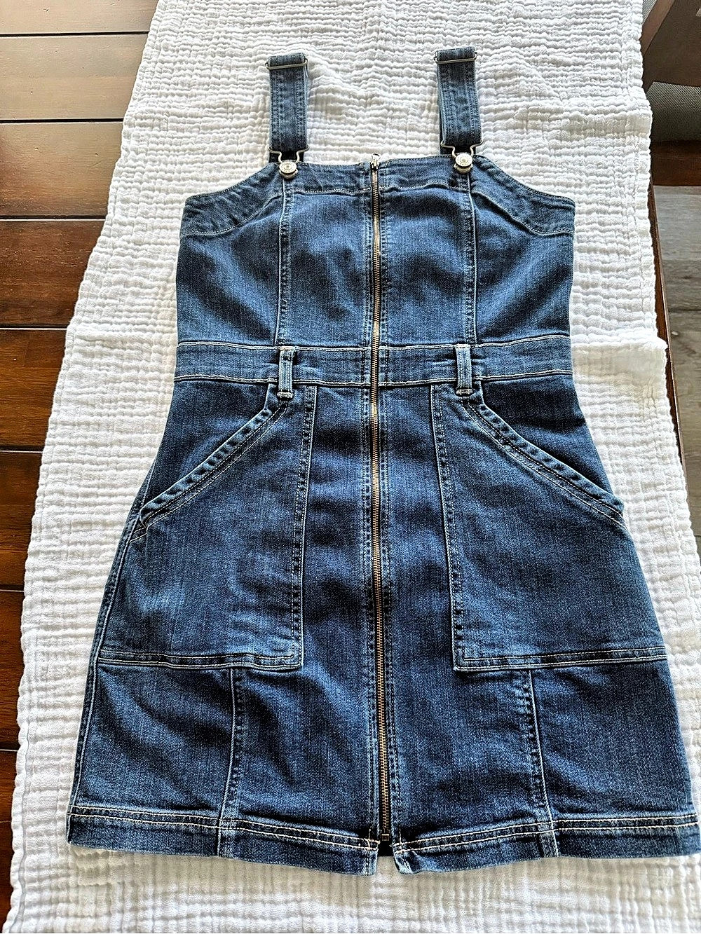 American Eagle Outfitters Superstretch Denim Overall Dress Denim Mini Dress Size